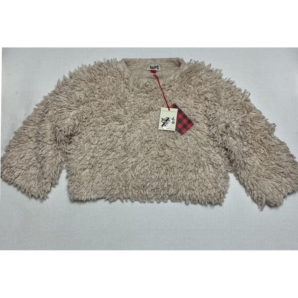 Woolrich x Target Womens Small Shaggy Sweater Cream Fuzzy Cropped NWT $50